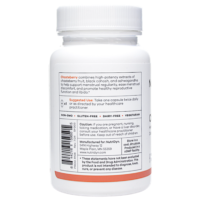 NutriDyn Chasteberry 60 capsules suggested use label