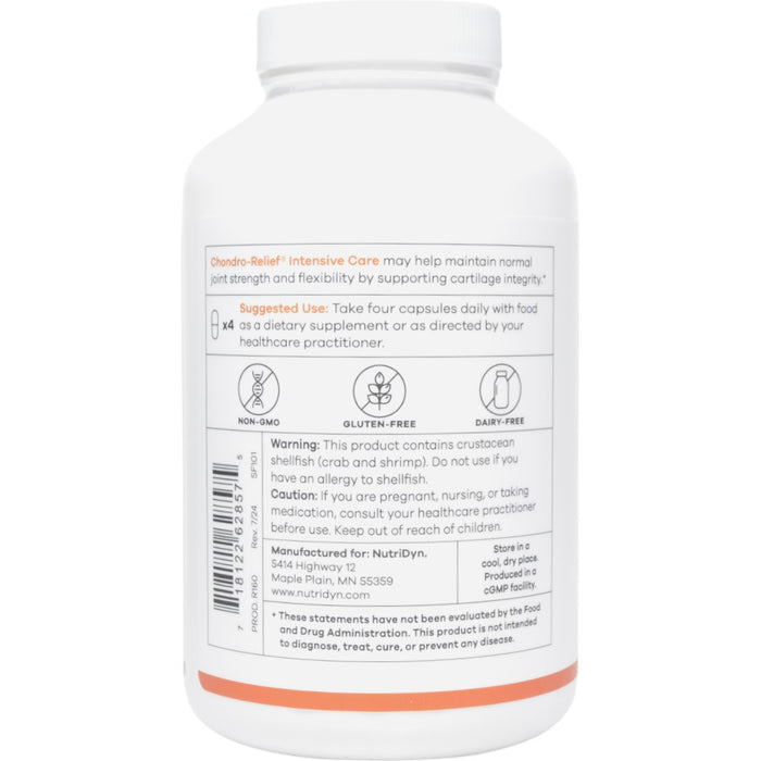 NutriDyn Chondro-Relief Intensive Care 120 capsules suggested use label