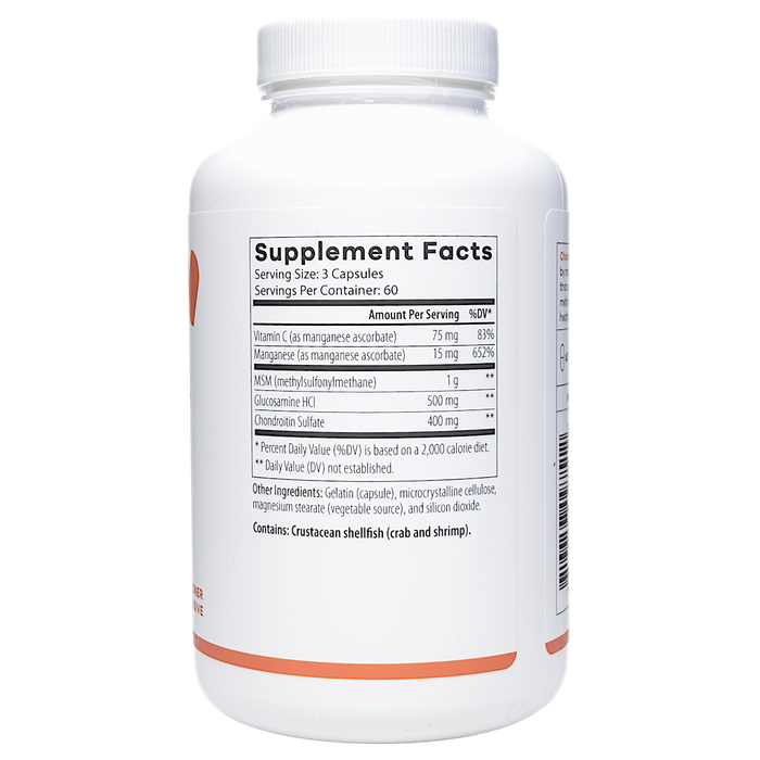 NutriDyn Chondro-Relief Plus 180 capsules supplement facts label