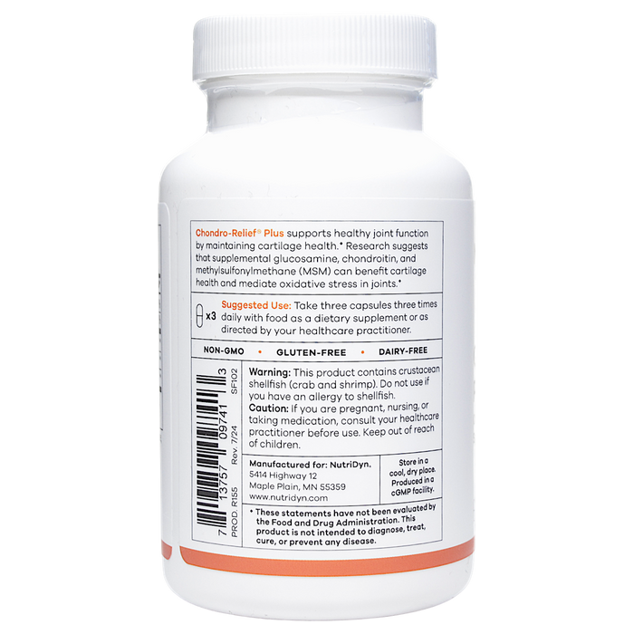 NutriDyn Chondro-Relief Plus 90 capsules suggested use label