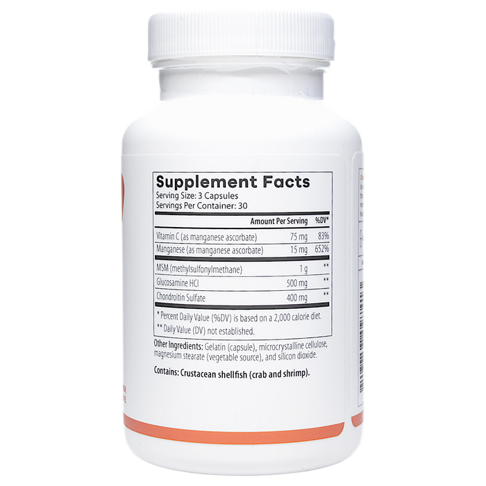 NutriDyn Chondro-Relief Plus 90 capsules supplement facts label