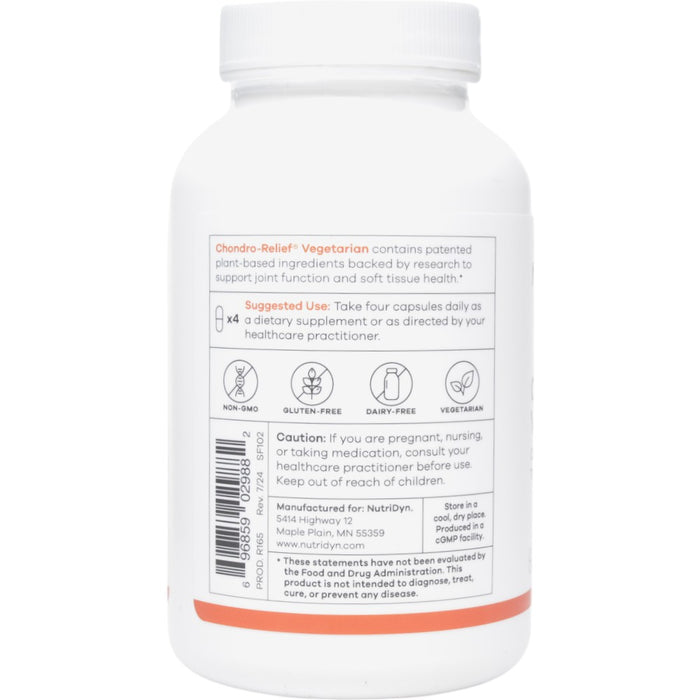 NutriDyn Chondro-Relief Vegetarian 120 capsules suggested use label