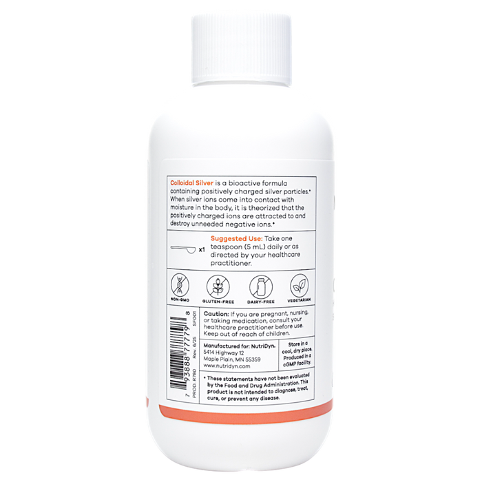 NutriDyn Colloidal Silver 4 fl oz suggested use label