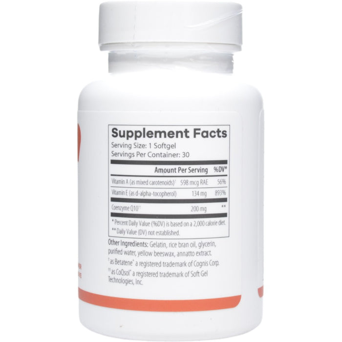NutriDyn CoQ10 200 mg 30 softgels supplement facts label