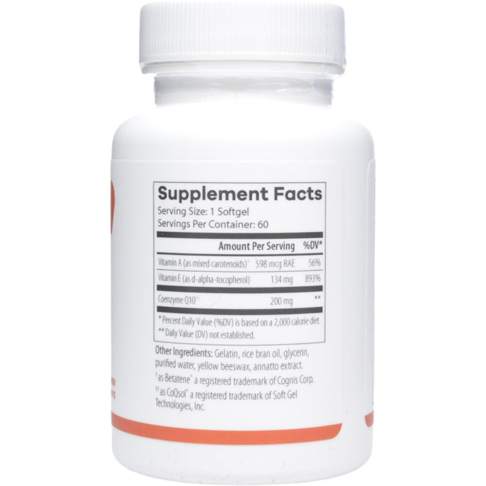 NutriDyn CoQ10 200 mg 60 softgels supplement facts label