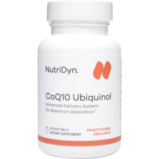 NutriDyn CoQ10 Ubiquinol 100 mg, 30 softgels, front of bottle