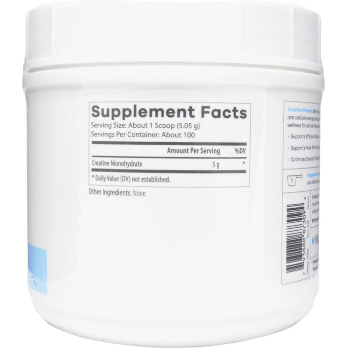 NutriDyn Creatine Powder 17.81 oz supplement facts label