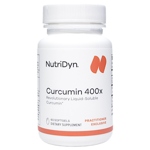 NutriDyn Curcumin 400x, 60 softgels, front of bottle