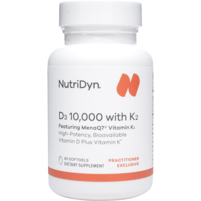 NutriDyn D3 10,000 with K2, 60 capsules, front of bottle