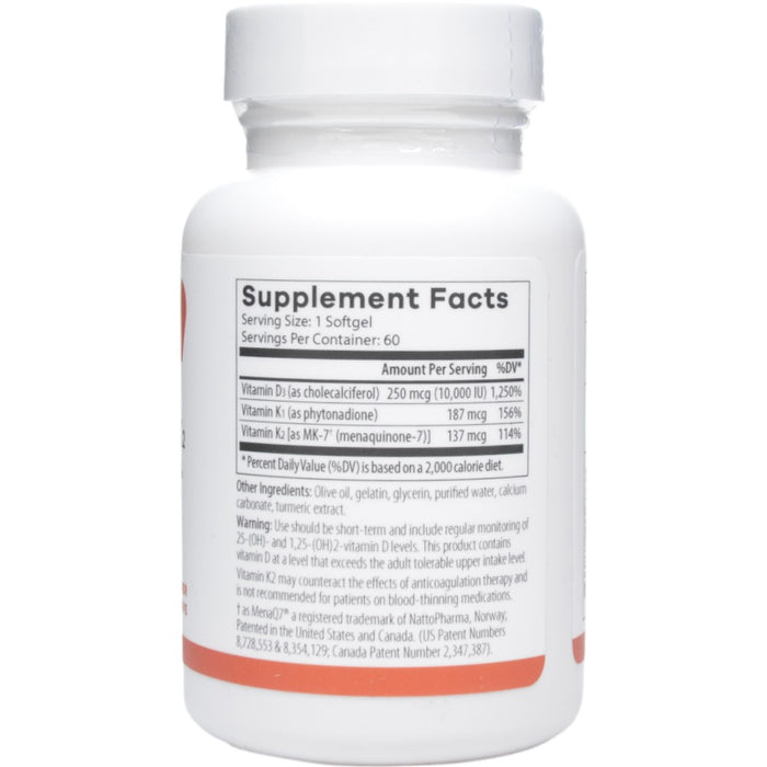 NutriDyn D3 10,000 with K2 60 capsules supplement facts label