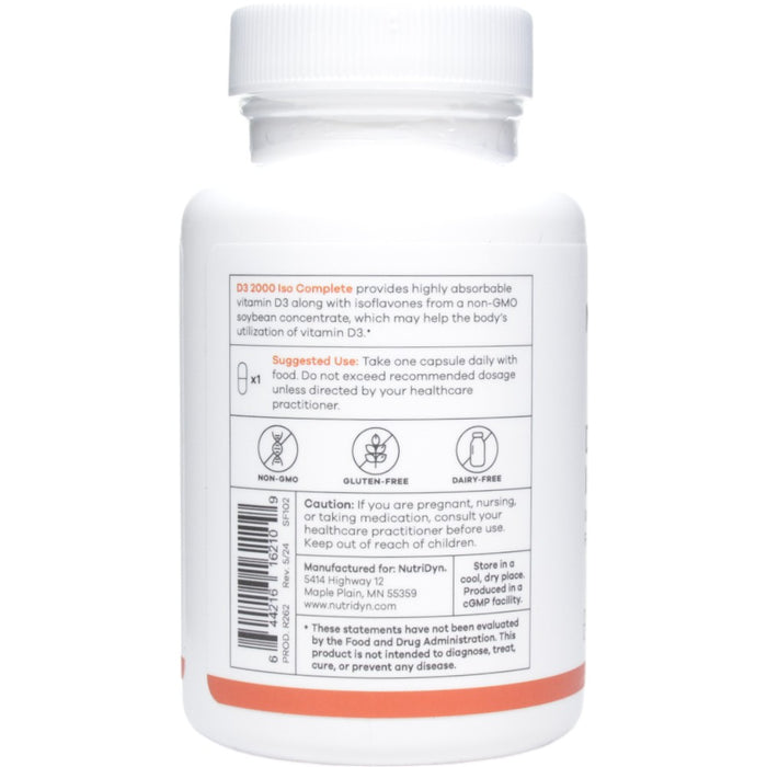 NutriDyn D3 2000 Iso Complete 90 capsules suggested use label