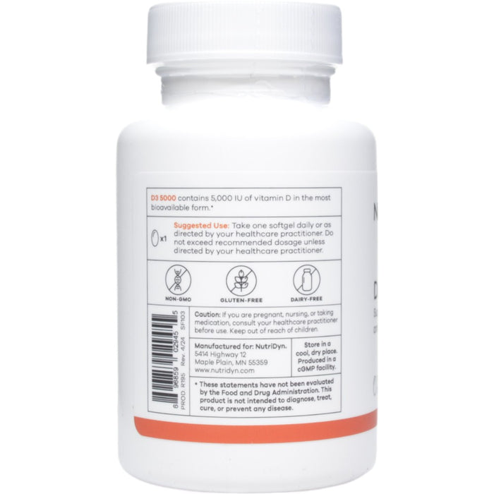 NutriDyn D3 5000 120 softgels suggested use label