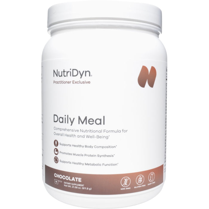NutriDyn Daily Meal Chocolate powder, front of canister