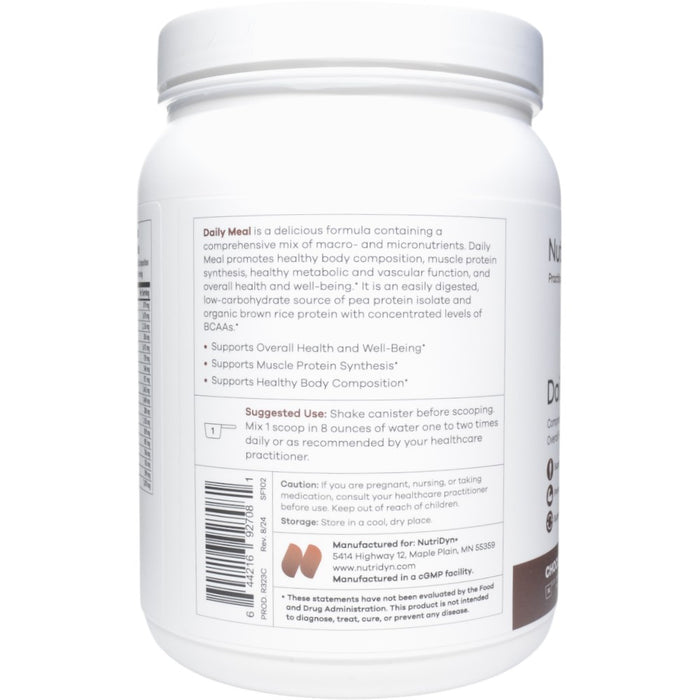 NutriDyn Daily Meal Chocolate powder suggested use label