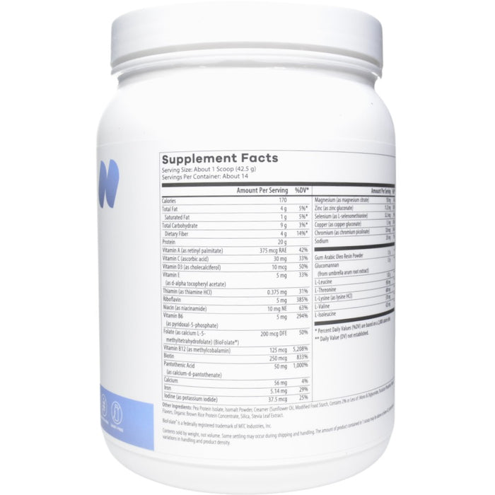 NutriDyn Daily Meal Vanilla powder supplement facts label