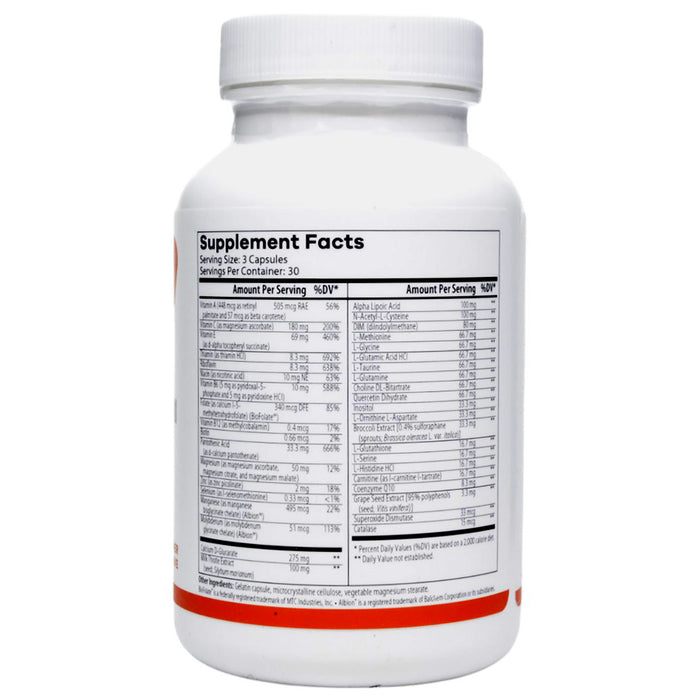 NutriDyn Detox Phase I & II 90 capsules supplement facts label
