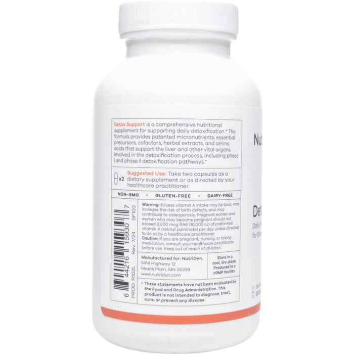 NutriDyn Detox Support 126 capsules suggested use label