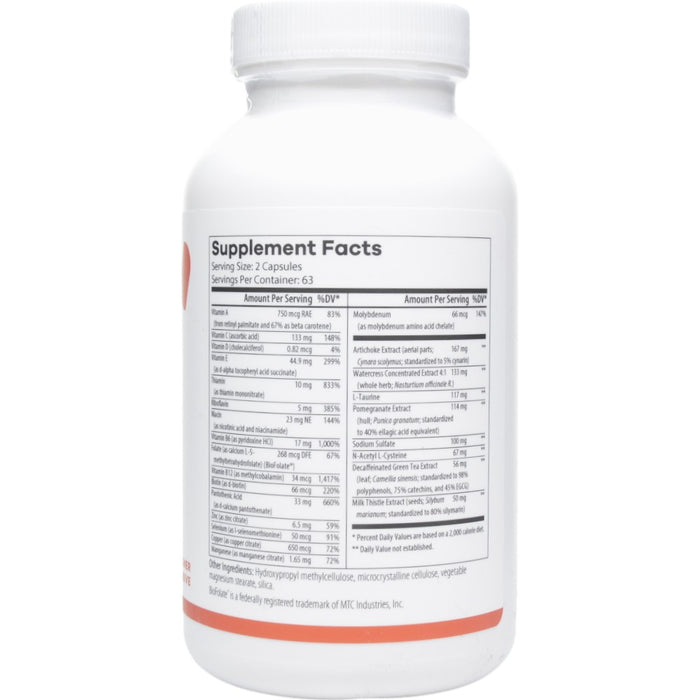 NutriDyn Detox Support 126 capsules supplement facts label