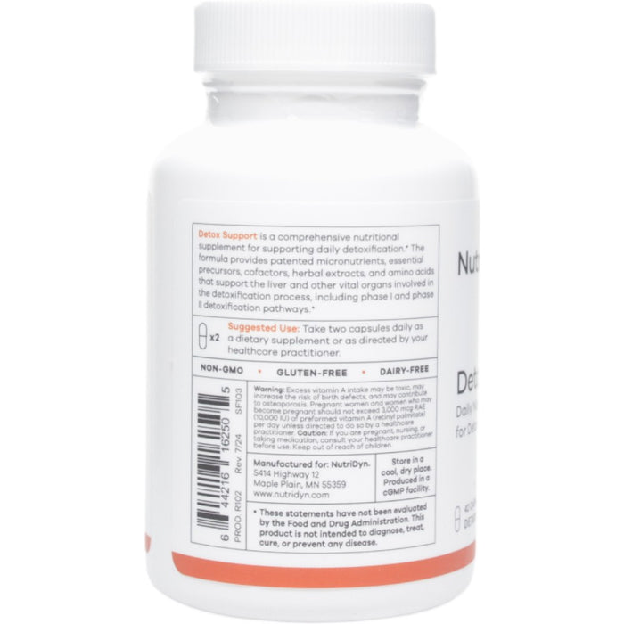 NutriDyn Detox Support 42 capsules suggested use label