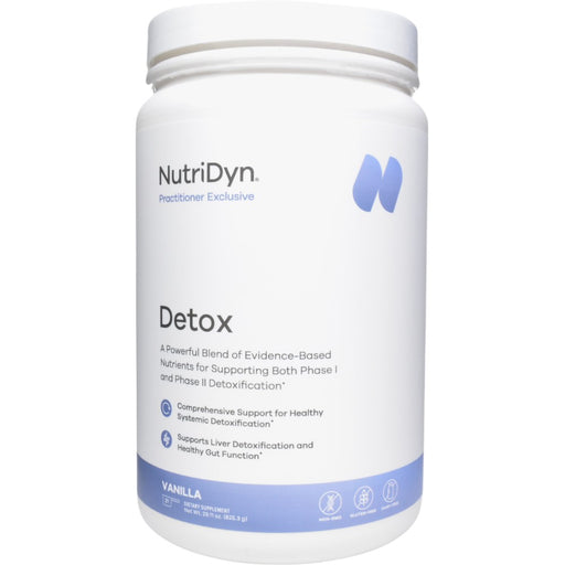 NutriDyn Detox Vanilla powder, front of canister