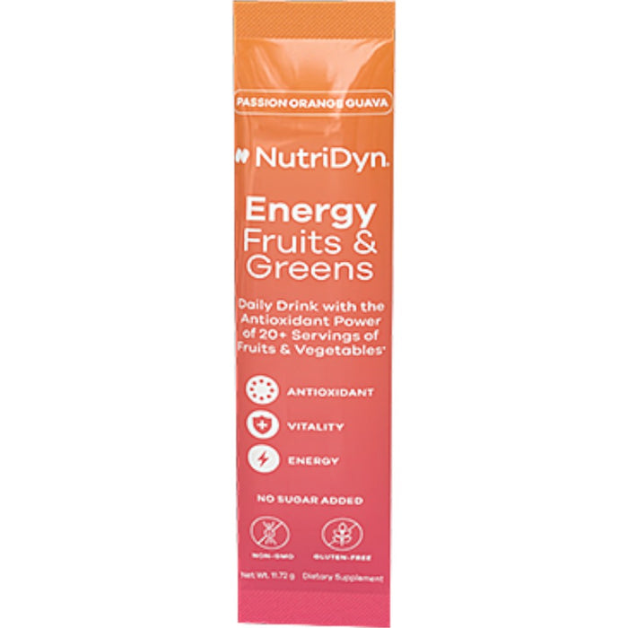 NutriDyn Energy Fruits & Greens Passion Orange Guava single-serve stick packet