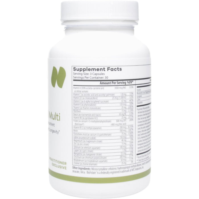 NutriDyn Essential Multi 90 capsules supplement facts label
