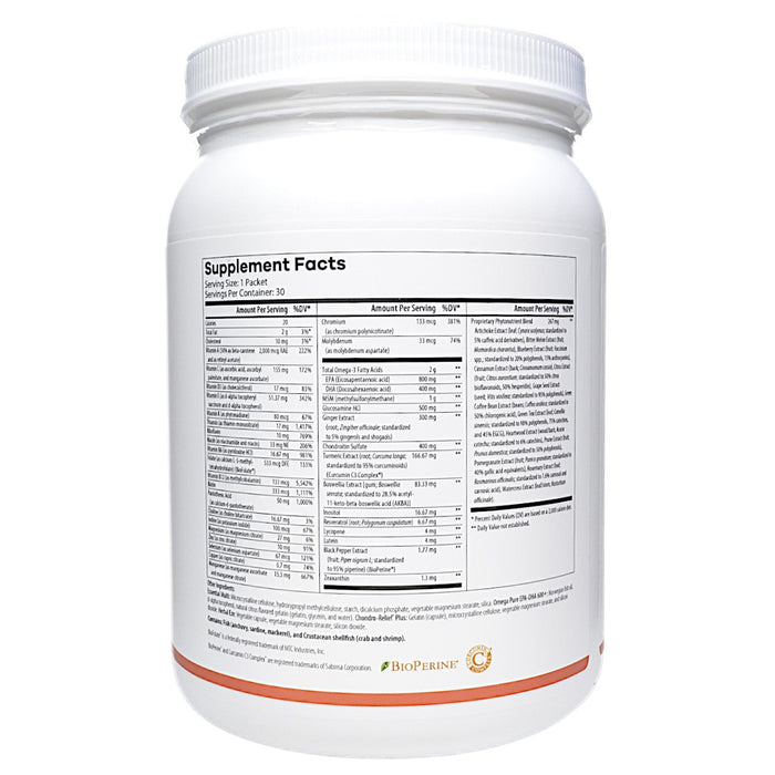 NutriDyn Everyday Essentials Active 30 packets supplement facts label