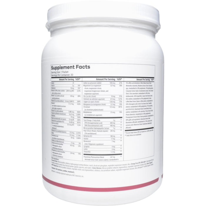 NutriDyn Everyday Essentials Women's Advanced 30 packets supplement facts label