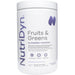 NutriDyn Fruits & Greens Blackberry Tangerine with Monk Fruit powder, front of canister