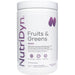 NutriDyn Fruits & Greens Grape powder, front of canister