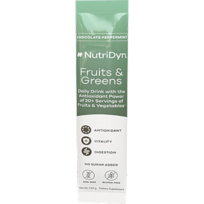 NutriDyn Fruits & Greens To-Go Chocolate Peppermint single-serve stick packet