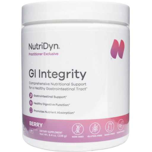NutriDyn GI Integrity Berry powder, front of canister