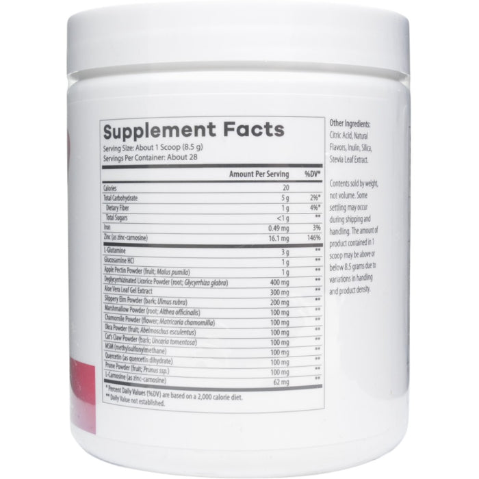 NutriDyn GI Integrity Berry powder supplement facts label