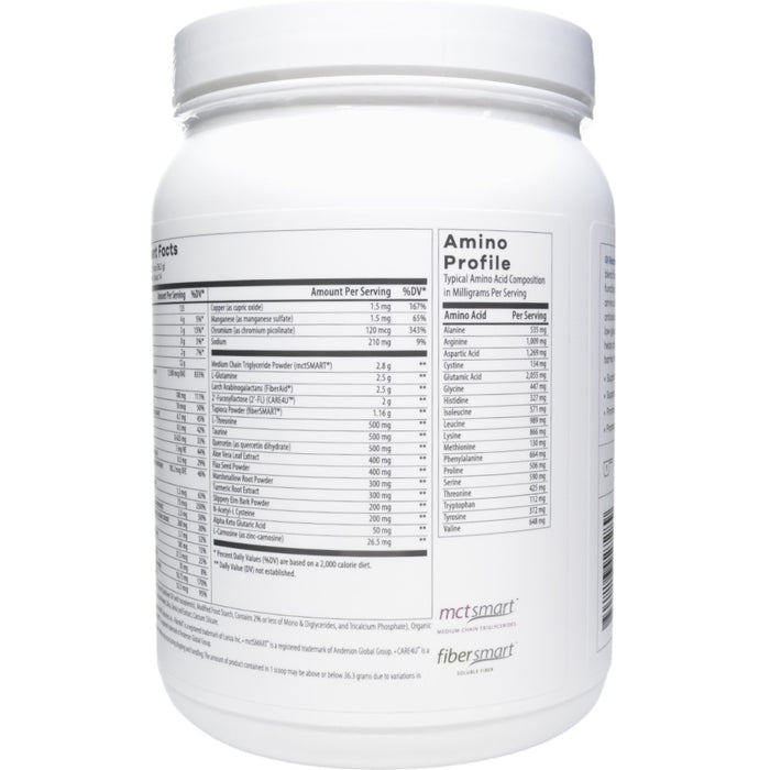 NutriDyn GI Restore Vanilla powder amino acid profile label