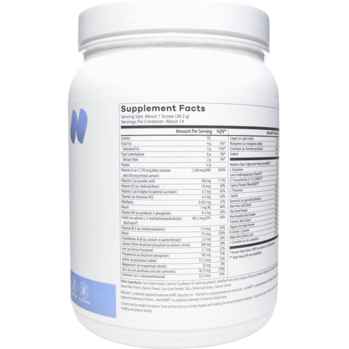 NutriDyn GI Restore Vanilla powder supplement facts label