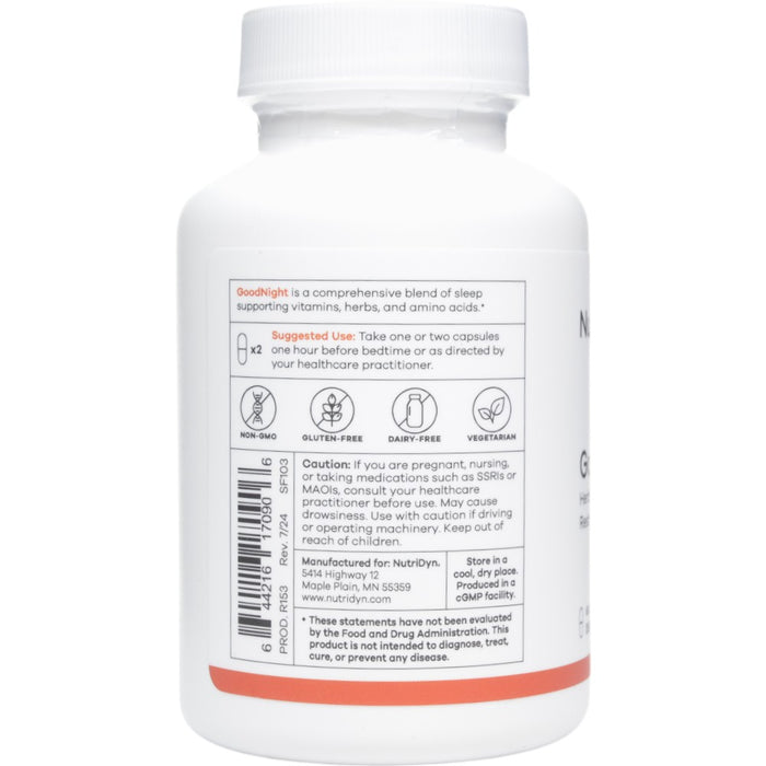 NutriDyn GoodNight 60 capsules suggested use label