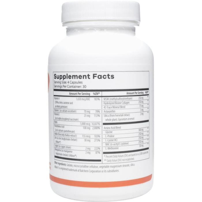 NutriDyn Hair, Skin, & Nails 120 capsules supplement facts label