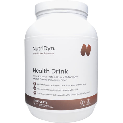 NutriDyn Health Drink Chocolate powder, front of canister