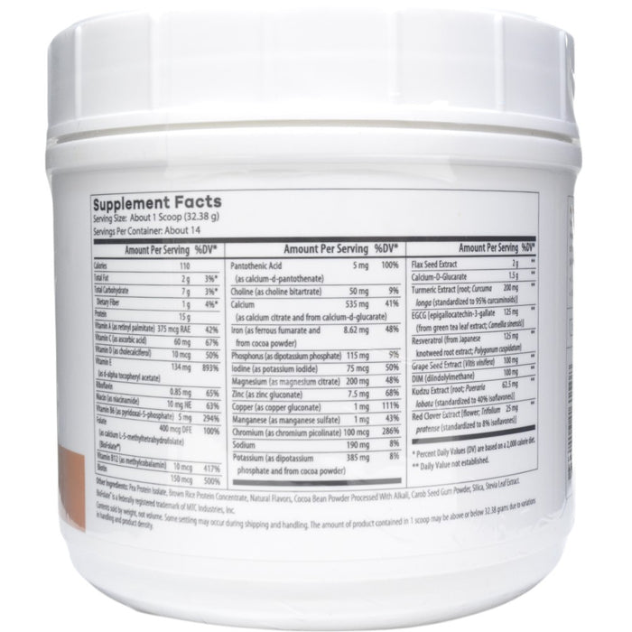 NutriDyn Hormone Balance Spiced Chai powder supplement facts label