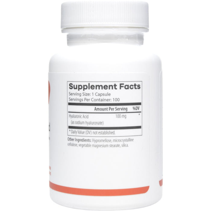 NutriDyn Hyaluronic Acid 100 capsules supplement facts label
