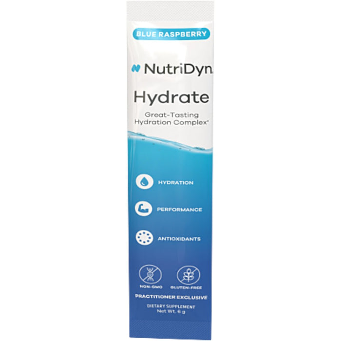 NutriDyn Hydrate Blue Raspberry single-serve stick packet
