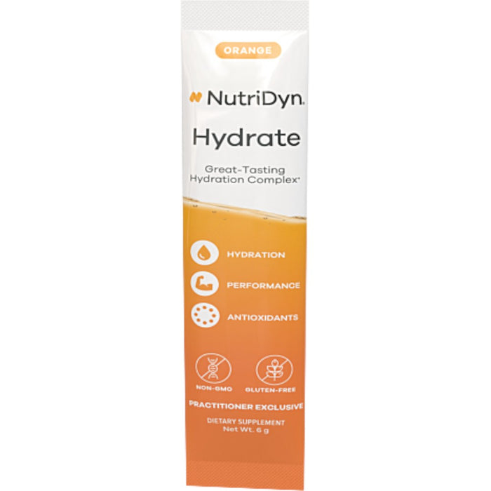NutriDyn Hydrate Orange single-serve stick packet