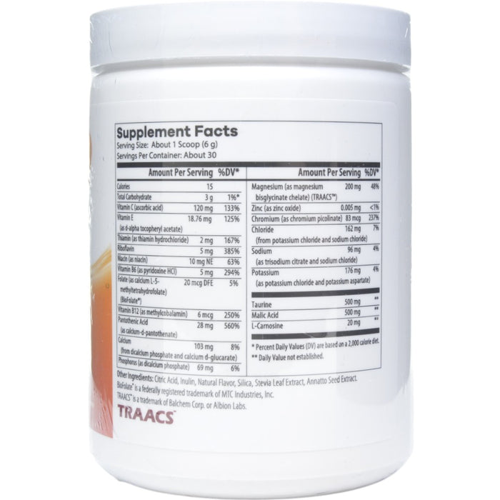 NutriDyn Hydrate Orange powder supplement facts label