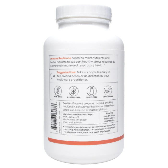 NutriDyn Immune Resilience 180 capsules suggested use label