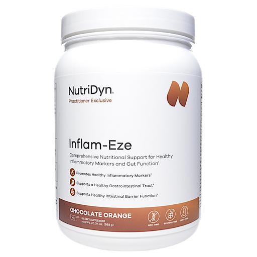 NutriDyn Inflam-Eze Chocolate Orange powder, 14 servings, front of canister