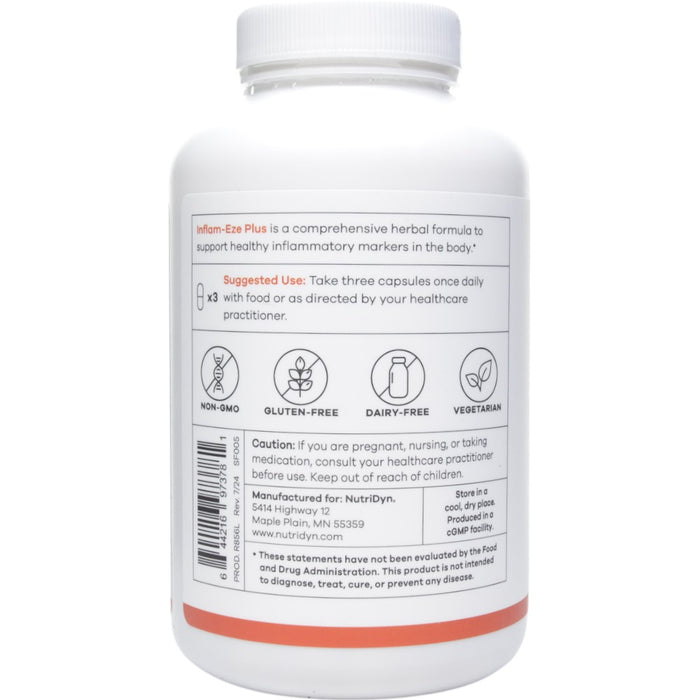 NutriDyn Inflam-Eze Plus 180 capsules suggested use label