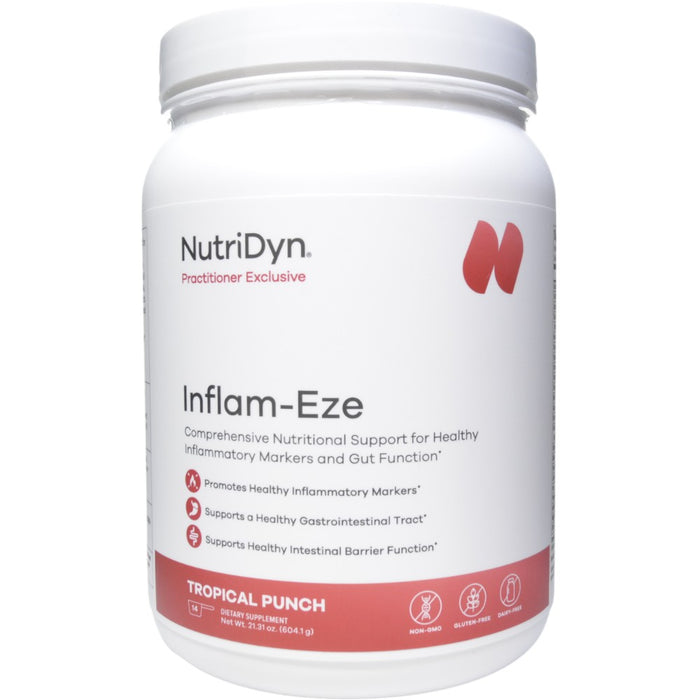 NutriDyn Inflam-Eze Tropical Punch powder, 14 servings, front of canister