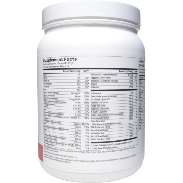 NutriDyn Inflam-Eze Tropical Punch powder 14 servings supplement facts label