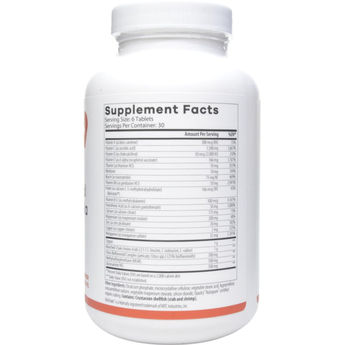 NutriDyn Injury & Surgical Support Formula 180 tablets supplement facts label