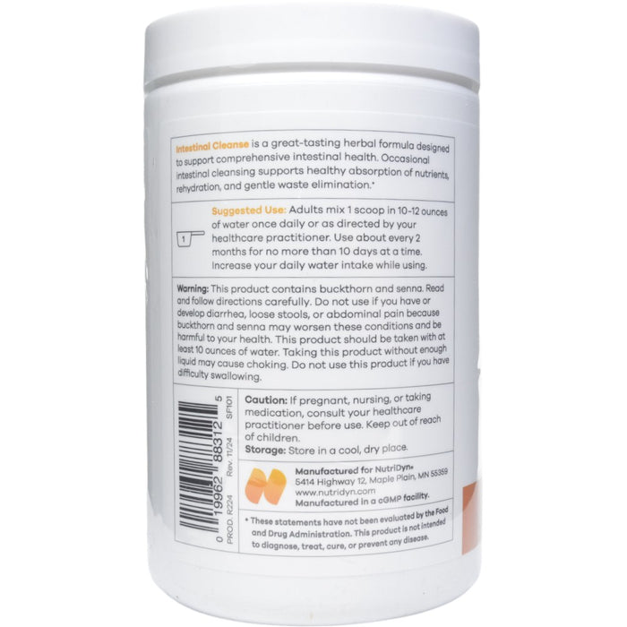 NutriDyn Intestinal Cleanse powder suggested use label